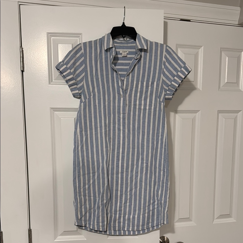 J crew blue and white striped cotton dress size xs